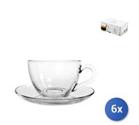 6x Tazze In Vetro Per Caffè, Trasparente, 9Cl, Con Piattini