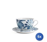 6x Tazze Jumbo Pcl Rose Blu con Piatti Cc370 H&H