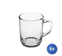 6x Tazze Mug In Vetro Temperato Trasparente Impilabile 25Cl