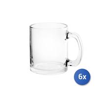 6x Tazze Mug In Vetro Trasparente, Latte Macchiato, 35Cl