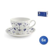 6x Tazze Per Te' Finlandia In Earthenware Con Piattino, Blu E Bianco, 220Cc