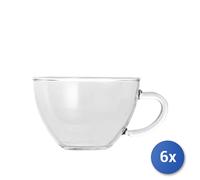 6x Tazze Per Te' In Vetro Borosilicato Trasparente Con Piattini, 25Cl