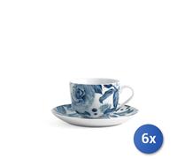 6x Tazze Te' Pcl Rose Blu con Piatti Cc220 H&H