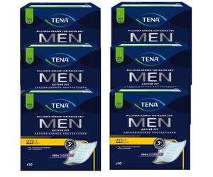 6x Tena Men Active Fit In einem Set 10 Pezzi Proteggiton Incontinenza Livello 2