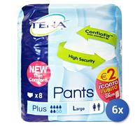 6x Tena Pants Plus Biancheria Intima Per L'Incontinenza Unisex 8 Pz