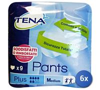 6x Tena Pants Plus Biancheria Intima Per L'Incontinenza Unisex 9 Pz