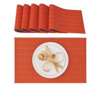 6x Tovagliette all'Americana da Tavolo in Bambù, Base Antiscivolo 30x45 cm, Facile da Pulire, Rosso