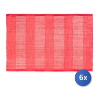 6x Tovagliette Americana H&H In Cotone E Ramiè Colore Rosso Cm45X30