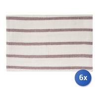 6x Tovagliette Americana H&H In Cotone E Ramiè Righe Marroni Cm45X30