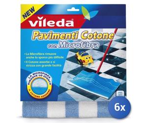 6x Vileda Pavimenti Cotone Con Microfibra 50X50Cm 1Pz