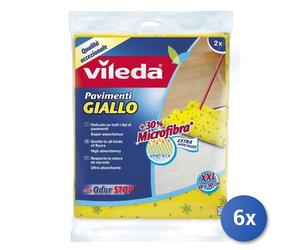 6x Vileda Pavimenti Giallo Microforato 30% Microfibra 50X60Cm 2Pz