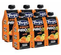 6X Yoga Fruit Pro Ace Succo di Frutta con Arancia, Carota e Limone con Vitamine, Proteine e Senza Zuccheri Aggiunti 250ml
