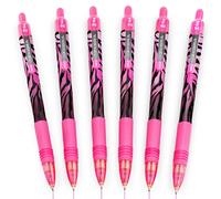 6x Zebra Z-Grip Liscio a Sfera Penna - Funky Fiamma Righe Barile Rosa -