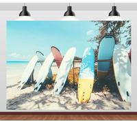 6x4FT (1.8x1.2m) Tavole Da Surf Appoggiate Sulla Sabbia Sfondo Fotografico | Rilassato Surf Camp Sull'Isola Fondale In Tessuto,Tavole Pastello Ombre,Per Feste In Spiaggia E Foto Surf,Photo Booth