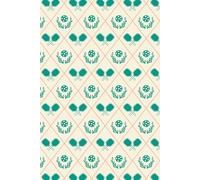 6x9" Lined Journal with Argyle Pickleball Paddles: Cute Sporty Notebook with Lined Pages and Pickleball Paddles and Leaves in Peach and Green