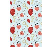 6x9 Paperback Journal: Hand drawn art: anatomical heart with lock and key - Blue Background