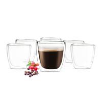 6x90 ML Doppia Parete Espresso Occhiali Bicchieri Caffè Tazza per