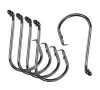 7/0# Pesca Cerchio Ami,100pz 1.97" L Carbonio Acciaio Offset Amo,Nero