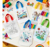 7/16/31 pezzi Borse regalo fai-da-te con graffiti casuali, include 8 pennarelli ad acquerello colorati, borse in tessuto non tessuto per pittura e scarabocchi, materiale impermeabile e durevole, desig