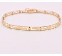 7.25 " Aperto Greco Chiave Lucido Bracciale Vero Massiccio 14K Oro Giallo Hidden