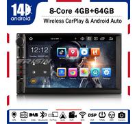 7" BT5.0 4+64GB Universal Android 12 Autoradio Sat Nav CarPlay Wifi USB SWC DSP