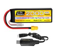 7.4V 2000mAh 2S Lipo batteria 35C con XT60 spina con cavo di ricarica USB per RC auto camion RC barca RC Quadcopter FPV Drone Batteria