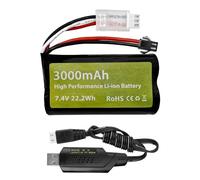7.4V 3000mah 15C 2S batteria agli ioni di litio con spina SM-2P con cavo di ricarica USB per H105 H103 H101 RC Barca MN D99 D99s D90 D91 RC Auto Camion RC Barca Veicolo da costruzione Batteria