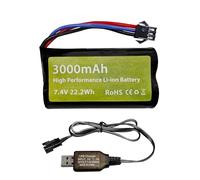 7.4V 3000mah 15C 2S Li-ion batteria con SM-3P spina con cavo di ricarica USB per DE43 DE60 9500E controllo auto modello auto camion Huina 1575 RC ingegneria veicolo RC Toy Car batteria