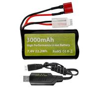 7.4V 3000mah 15C 2S Li-ion batteria con T-Plug con cavo di ricarica USB per WLtoys 12423 MJX 14301 14302 14303 H16PL RC Auto 1/10, 1/12, 1/16 Scala RC Auto Camion RC Barca Batteria
