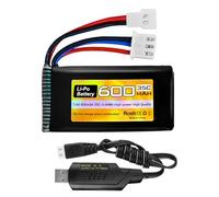 7.4V 600mAh 35C 2S Lipo Battery with Molex Plug with USB Charger for FMS FCX24 RC Car Truck RC Electric Climbing Vehicle FCX24 Battery
