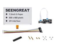 7.5 Inch E-Paper Display HAT 800x480 Monochrome E-Ink Screen, SPI Interface Module w/ 3.3V/5V Level Shifter, for Raspberry Pi GPIO, Fits for Arduino/ESP32/STM32