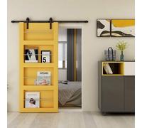 7.5FT-224cm Acciaio Binario per Porta Scorrevole Kit, CCJH Porte Scorrevoli Accessori, Con Senza Pugno Guida Porta Scorrevole Pavimento[Piccolo Rullo]