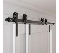 7.5FT/224CM Binario per Porta Scorrevole per Bypass Doppie Porte Facile da Installare, Nero Forma J
