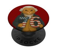 7-6 George Washington Seven Six American Cat PopSockets PopGrip Adesivo
