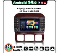 64GB Android 14 Autoradio CarPlay GPS DVD Radio 4G Mercedes S/CL-Class W215 W220