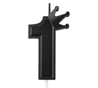 7,6cm Candele Numeri Torta, Candele di Compleanno Numero con Corona Nero Candela Principessa Candele a Forma di Numero per Compleanno Anniversario Feste (Numero 1)