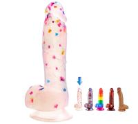 7.6in Platinum Silicone Realistic Dildo w/Suction Cup, Waterproof, Colorful for Women Men Beginners