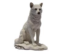 7.75 Inch Wolf Sitting in Snow Decorative Statue Figurine White