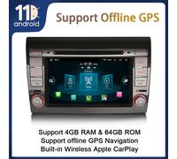 7" 8-Core Android 14 Autoradio Sat Nav for Fiat Bravo DAB+ CarPlay Wifi 64GB GPS