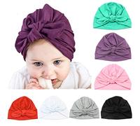 7/8 Pcs Bambini Baby Bohemian Turban Fasce Super Soft Cotton Cute Turban Knot Caps (7 pcs hat # 4)