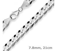 7,8mm Bracciale Collana Maglia Grumetta Braccialetti Di 925 Argento Rodiato 21cm