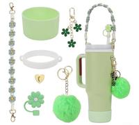 7 accessori in silicone per bicchieri d'acqua da 1,134 g e 850,5 g, con ciondolo a forma di fiore (verde)