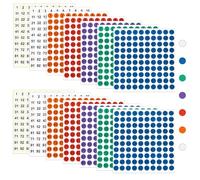 7 adesivi con numeri piccoli, 1-100, 1,0 cm, rotondi, in vinile, autoadesivi, per interni ed esterni, per organizzare scatole, bidoni, armadietti (7 colori)