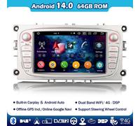 7" Android 14 GPS 64G Autoradio Carplay Ford Focus MK2 Mondeo S-Max C-Max Galaxy