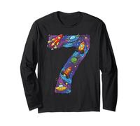 7 Anni Compleanno Spazio Razzi Pianeti Sette Maglia a Manica