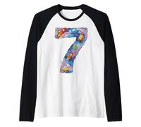 7 Anni Compleanno Spazio Razzi Pianeti Sette Maglia con Maniche Raglan