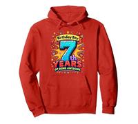 7 Anni di Festa per Il Compleanno di Being Being Felpa con Cappuccio, Unisex per Adulti, Rosso, XL