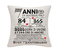 7 anni di matrimonio regalo 7 anniversario di matrimonio cuscino copertina ricordo Decorazione Regalo per coppie genitori donne Uomini Mamma Papà Marito Moglie Zia Zio Amici(7° anniversario)