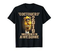 7 Anni Impressionante Ottobre 2019 Teddy Bear 7th Birthday Maglietta