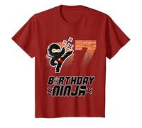 7 Anni Ninja Festa di Compleanno - Ninja Compleanno Camicia Maglietta, Bambini, Mirtillo Rosso, 12 Anni